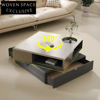 Contemporary Wooden Square Coffee Table Storage Living Room Tea Table