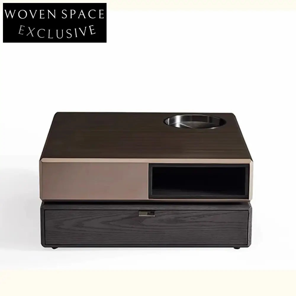 Contemporary Wooden Square Coffee Table Storage Living Room Tea Table