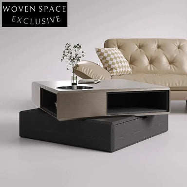 Contemporary Wooden Square Coffee Table Storage Living Room Tea Table
