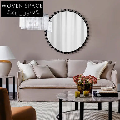 Cove 3 Seater Slip Cover Sofa - Taupe Linen Stool