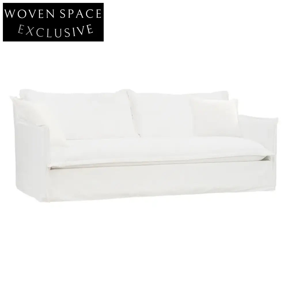 Cove 3 Seater Slip Cover Sofa - White Linen