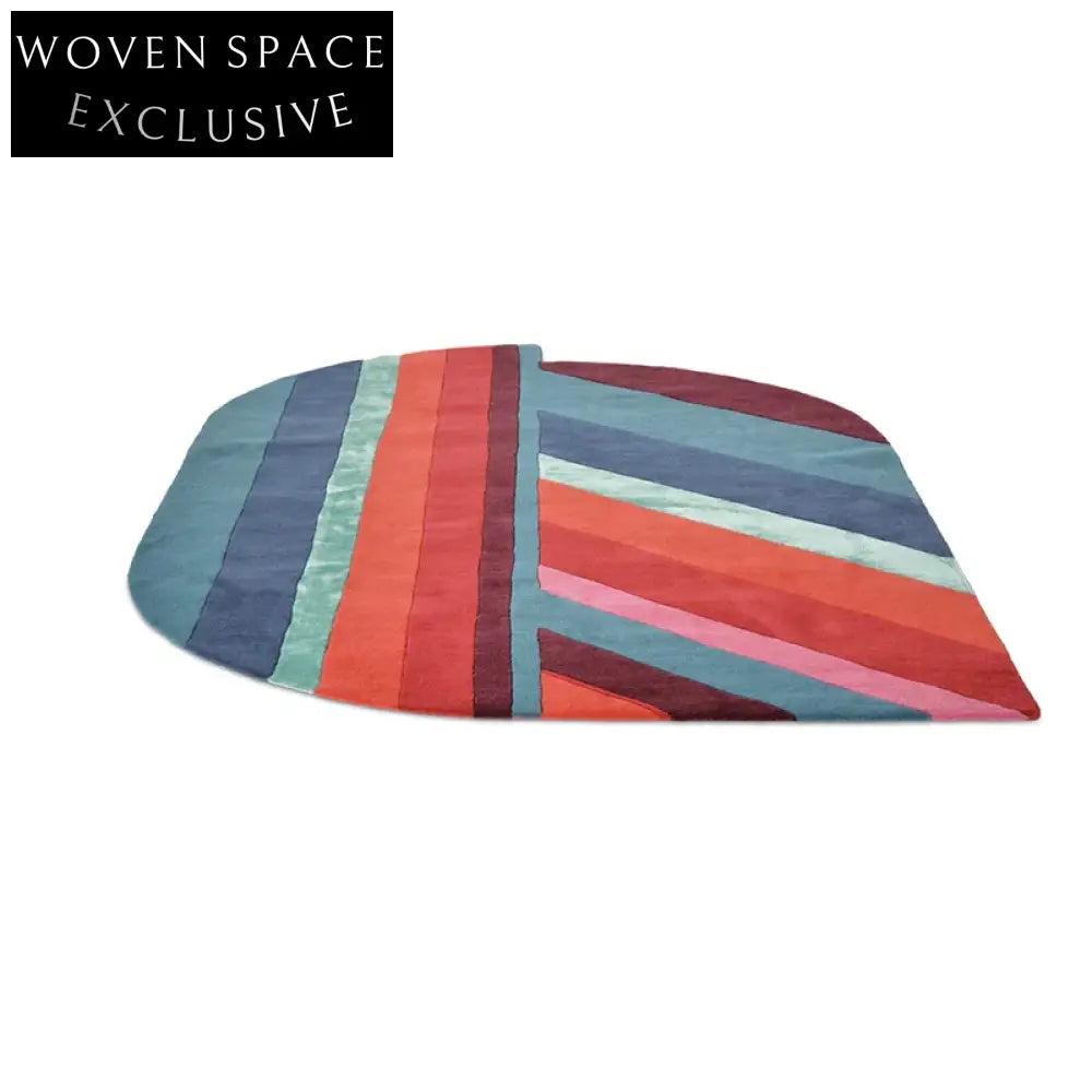 Coze Elegant Modern Pink Stripe Geometric Polyester Area Rug for Living Room