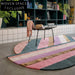 Coze Elegant Modern Pink Stripe Geometric Polyester Area Rug for Living Room