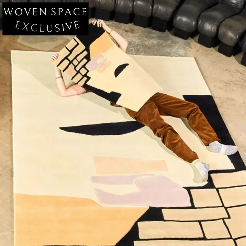 COZE French Style Hand-Tufted Geometric Area Rug Colorful Modern Bedroom