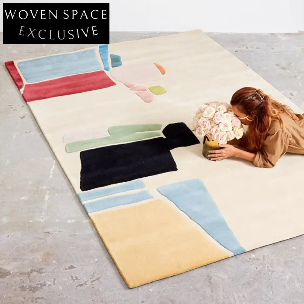 COZE French Style Hand-Tufted Geometric Area Rug Colorful Modern Bedroom