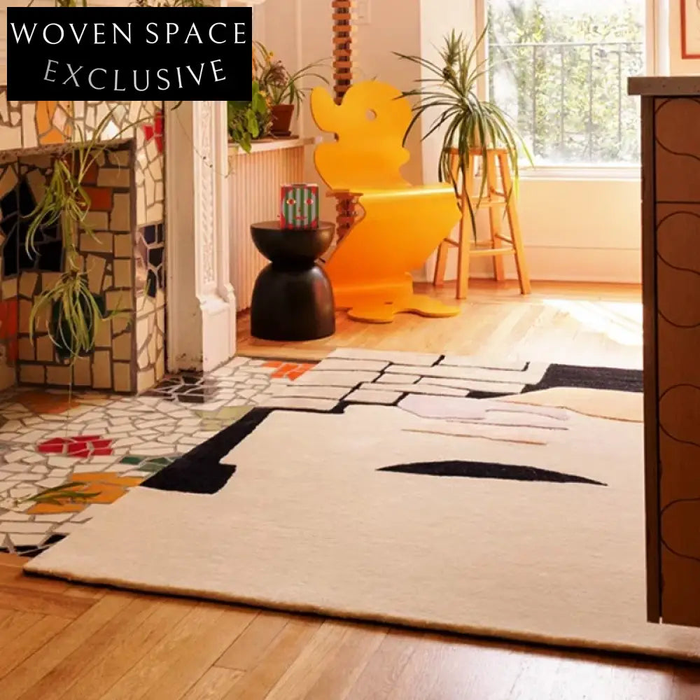 COZE French Style Hand-Tufted Geometric Area Rug Colorful Modern Bedroom