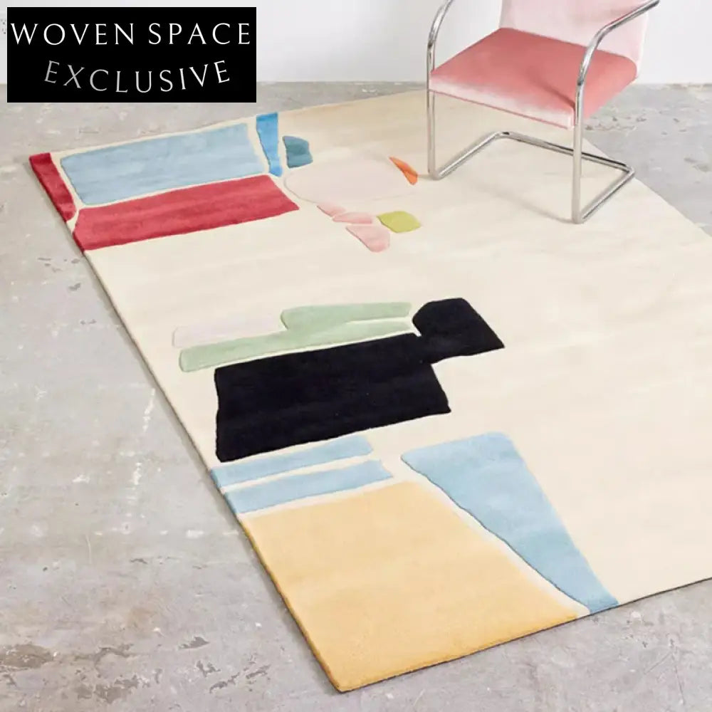 COZE French Style Hand-Tufted Geometric Area Rug Colorful Modern Bedroom