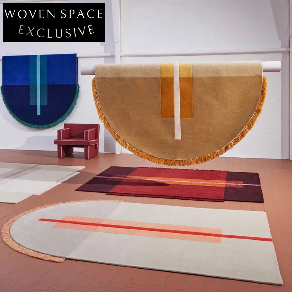 Coze Modern Irregular Blue Polyester Area Rug, 0.5-inch Thick, Geometric Style