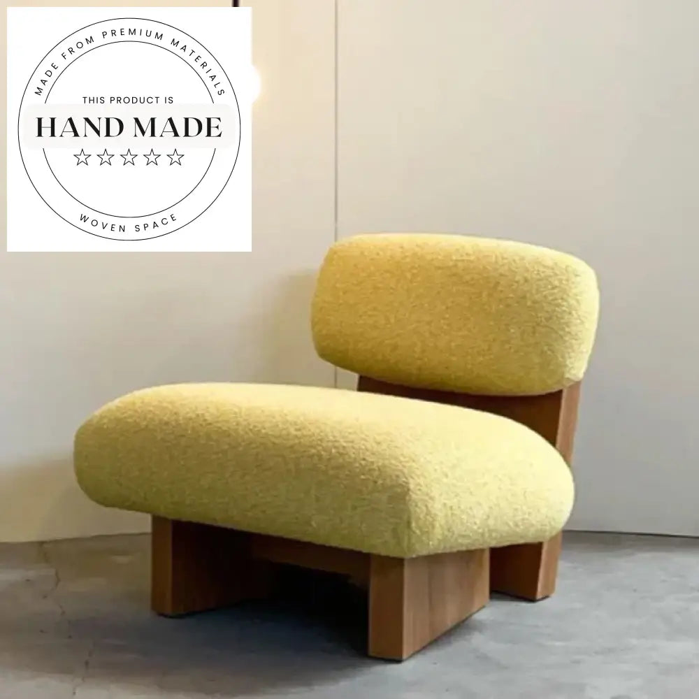 Cozy Boucle Fabric Single Recliner Lounge Chair with White Wooden Base