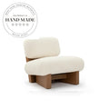 Cozy Boucle Fabric Single Recliner Lounge Chair with White Wooden Base
