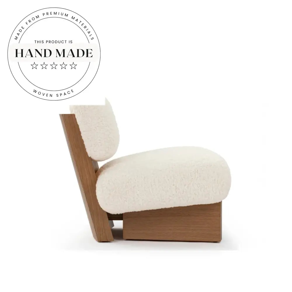 Cozy Boucle Fabric Single Recliner Lounge Chair with White Wooden Base