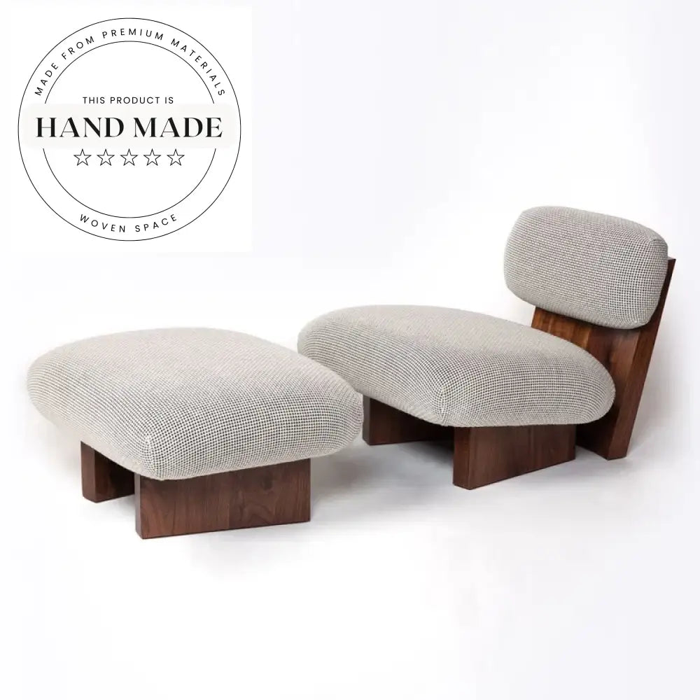 Cozy Boucle Fabric Single Recliner Lounge Chair with White Wooden Base
