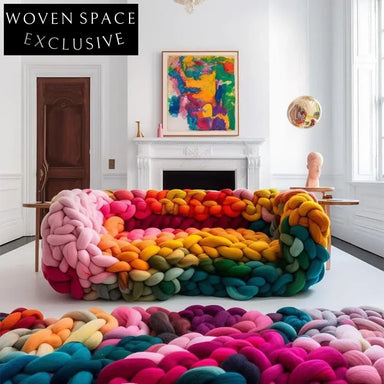 Cozy Colorful Sectional Sofa, Solid Wood Frame, Velvet Braided Living Room Set