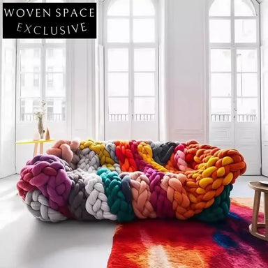 Cozy Colorful Sectional Sofa, Solid Wood Frame, Velvet Braided Living Room Set