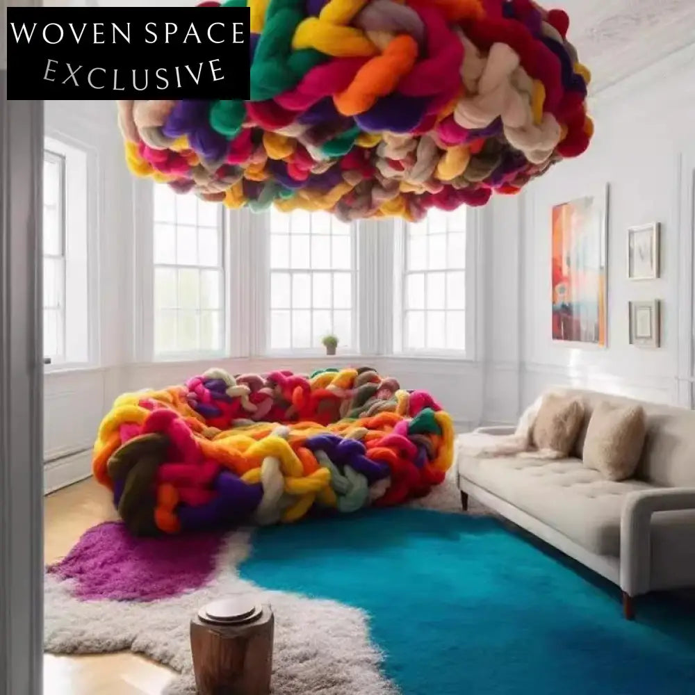 Cozy Colorful Sectional Sofa, Solid Wood Frame, Velvet Braided Living Room Set