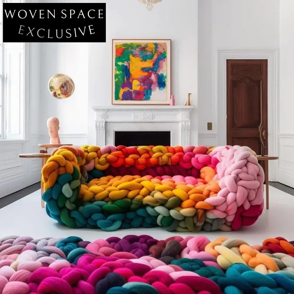 Cozy Colorful Sectional Sofa, Solid Wood Frame, Velvet Braided Living Room Set