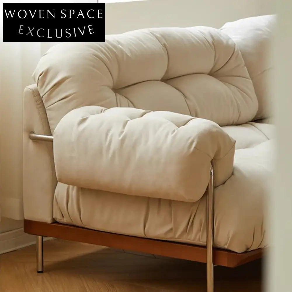 Cozy Feather Chesterfield Sofa with Metal Frame, Minimalist Sectional Fabric Floor Design