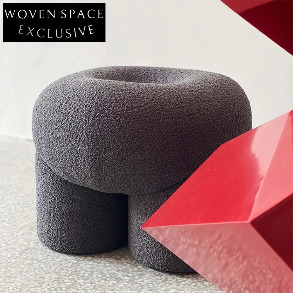 Cozy Lamb Wool Kids Ottoman Chair, Soft Nordic Living Room Pouf Stool