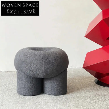 Cozy Lamb Wool Kids Ottoman Chair, Soft Nordic Living Room Pouf Stool