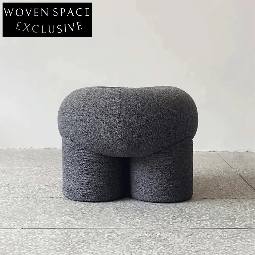 Cozy Lamb Wool Kids Ottoman Chair, Soft Nordic Living Room Pouf Stool