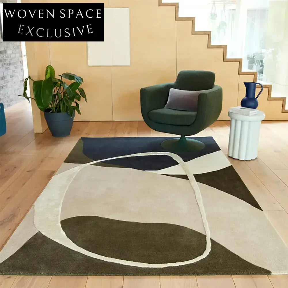 Cozy Modern Geometric Area Rug Soft Polyester Floor Decor for Living Room Bedroom