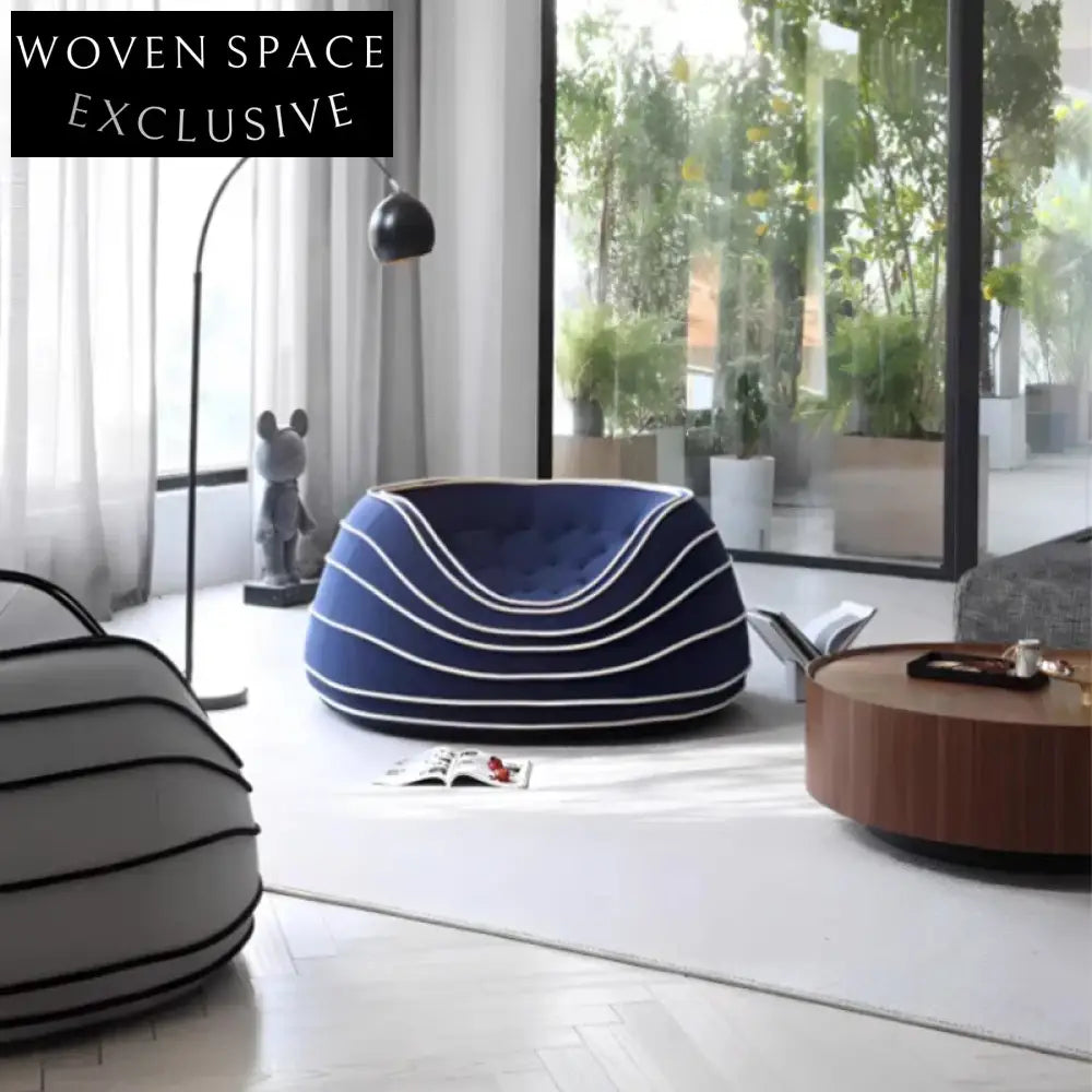 Cozy Nordic Fabric Round Ottoman Leisure Floor Sofa Couch for Living Rooms