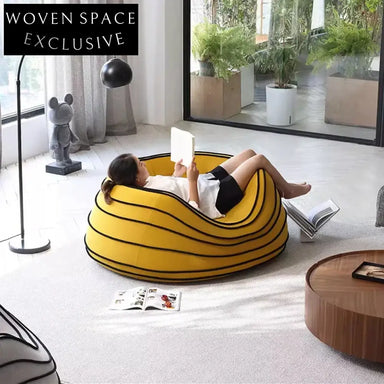 Cozy Nordic Fabric Round Ottoman Leisure Floor Sofa Couch for Living Rooms