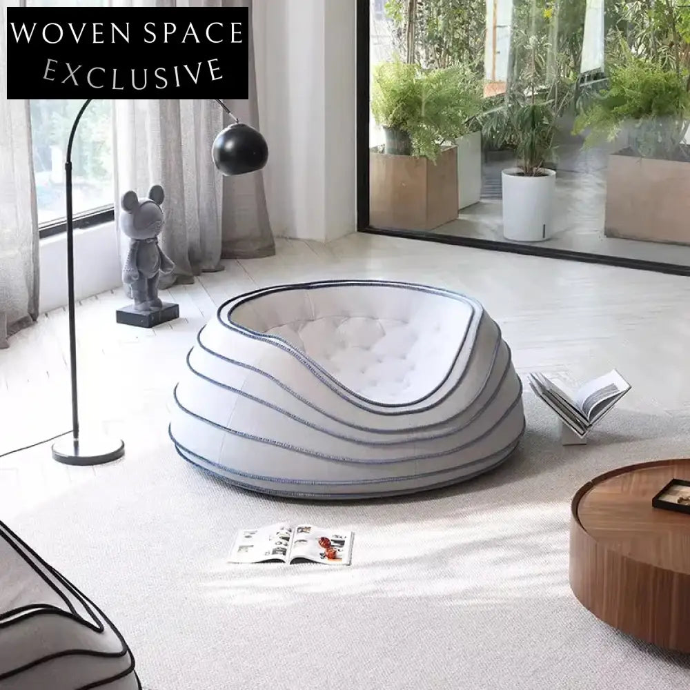 Cozy Nordic Fabric Round Ottoman Leisure Floor Sofa Couch for Living Rooms