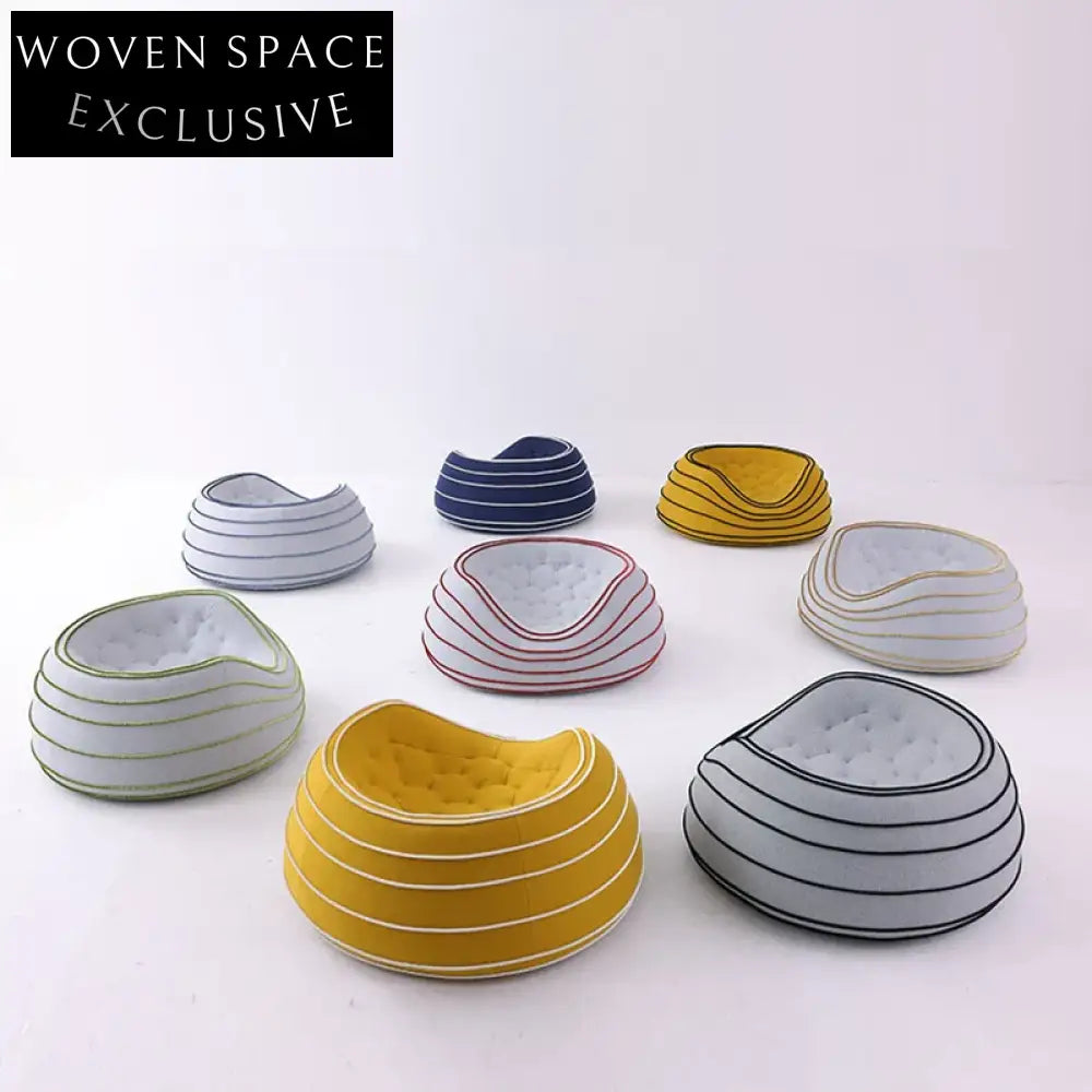 Cozy Nordic Fabric Round Ottoman Leisure Floor Sofa Couch for Living Rooms