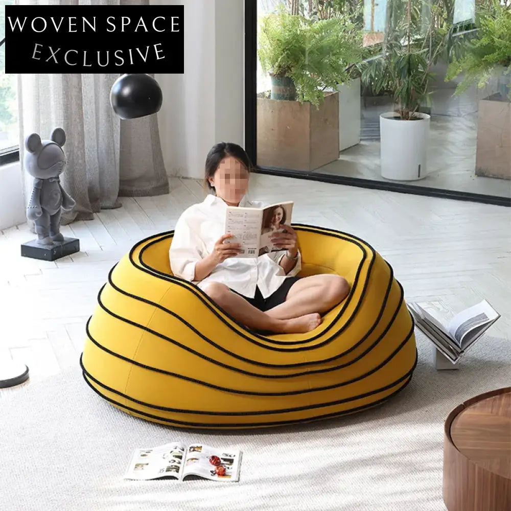 Cozy Nordic Fabric Round Ottoman Leisure Floor Sofa Couch for Living Rooms