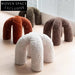 Cozy Nordic Faux Rabbit Fur Round Ottoman Stool - Plush Seating Accent