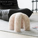 Cozy Nordic Faux Rabbit Fur Round Ottoman Stool - Plush Seating Accent