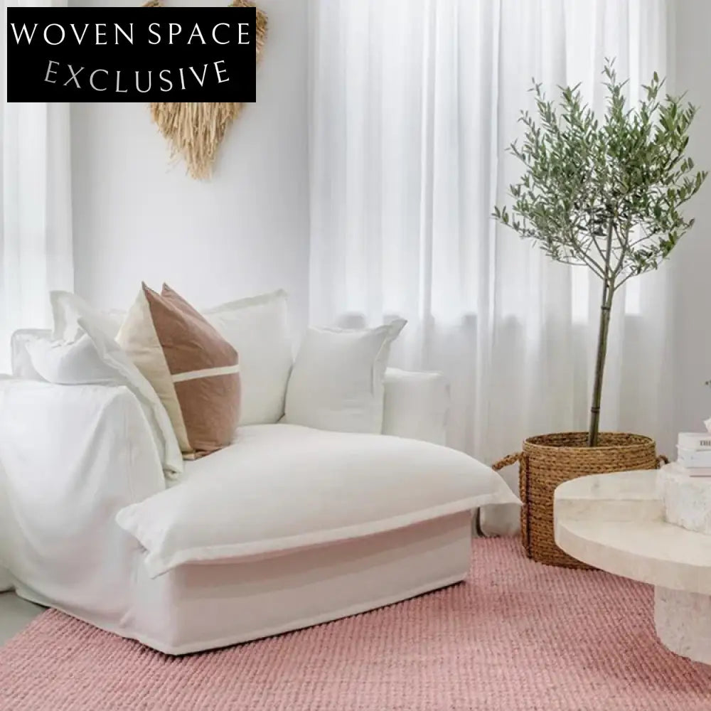 Cozy Nordic Feather-Filled Linen Fabric Solid Wood Living Room Sofa