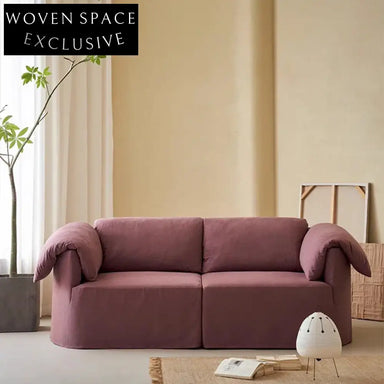 Cozy Nordic Linen Fabric Sectional Sofa Set with Solid Wood Frame