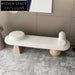 Cozy Nordic Oval Teddy Fabric Stool Bench with Modern Wooden Round Legs