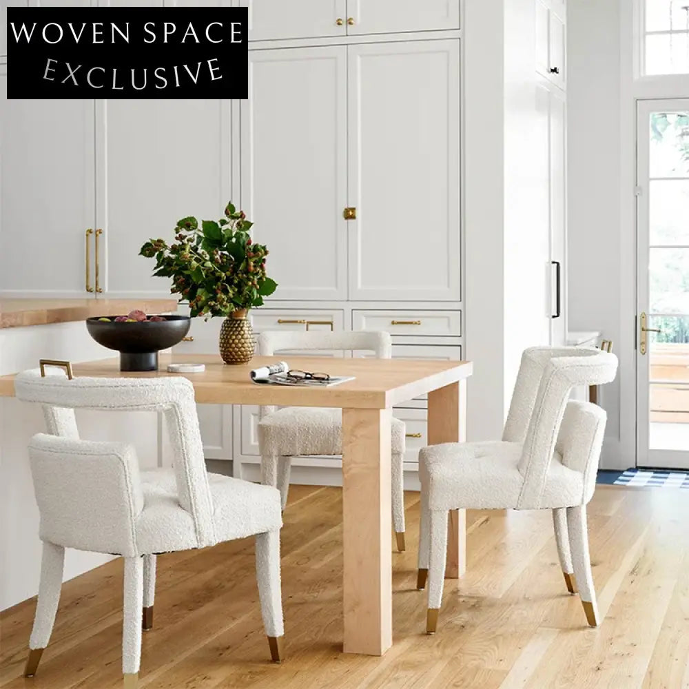 Cozy Nordic Teddy Fabric Lamb Wool High Back Accent Dining Chair
