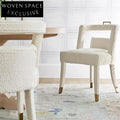 Cozy Nordic Teddy Fabric Lamb Wool High Back Accent Dining Chair