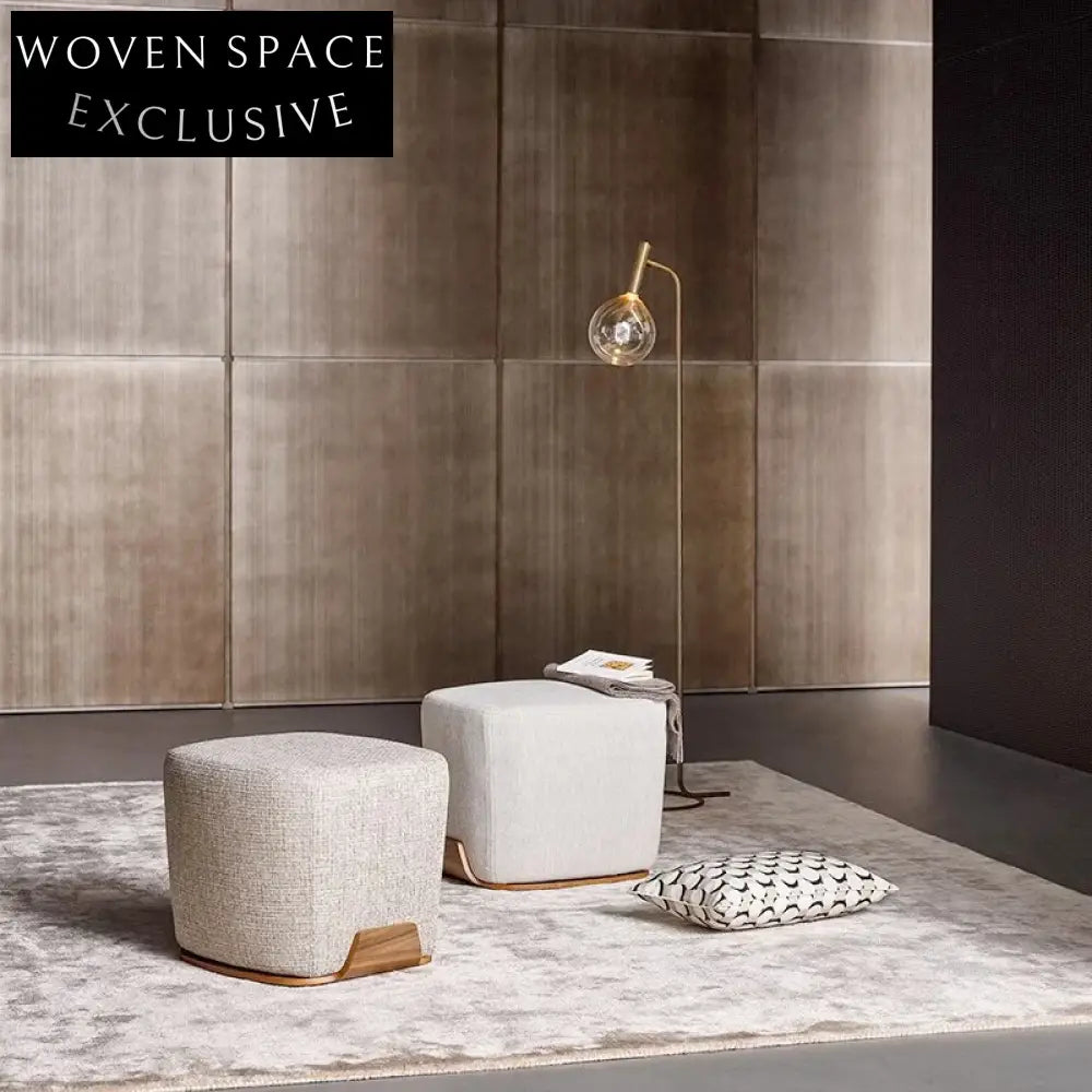 Cozy Rectangle Fabric Ottoman, Solid Wood Legs, Living Room Footrest, Gray