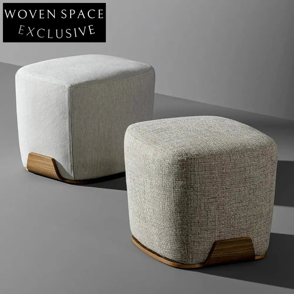 Cozy Rectangle Fabric Ottoman, Solid Wood Legs, Living Room Footrest, Gray