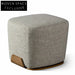 Cozy Rectangle Fabric Ottoman, Solid Wood Legs, Living Room Footrest, Gray
