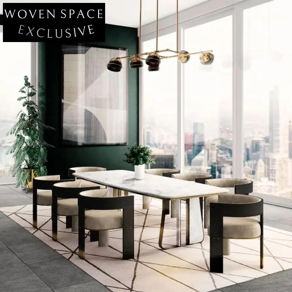 Cozy Retro Fabric Dining Chair with Solid Wood Armrests and Curved Back