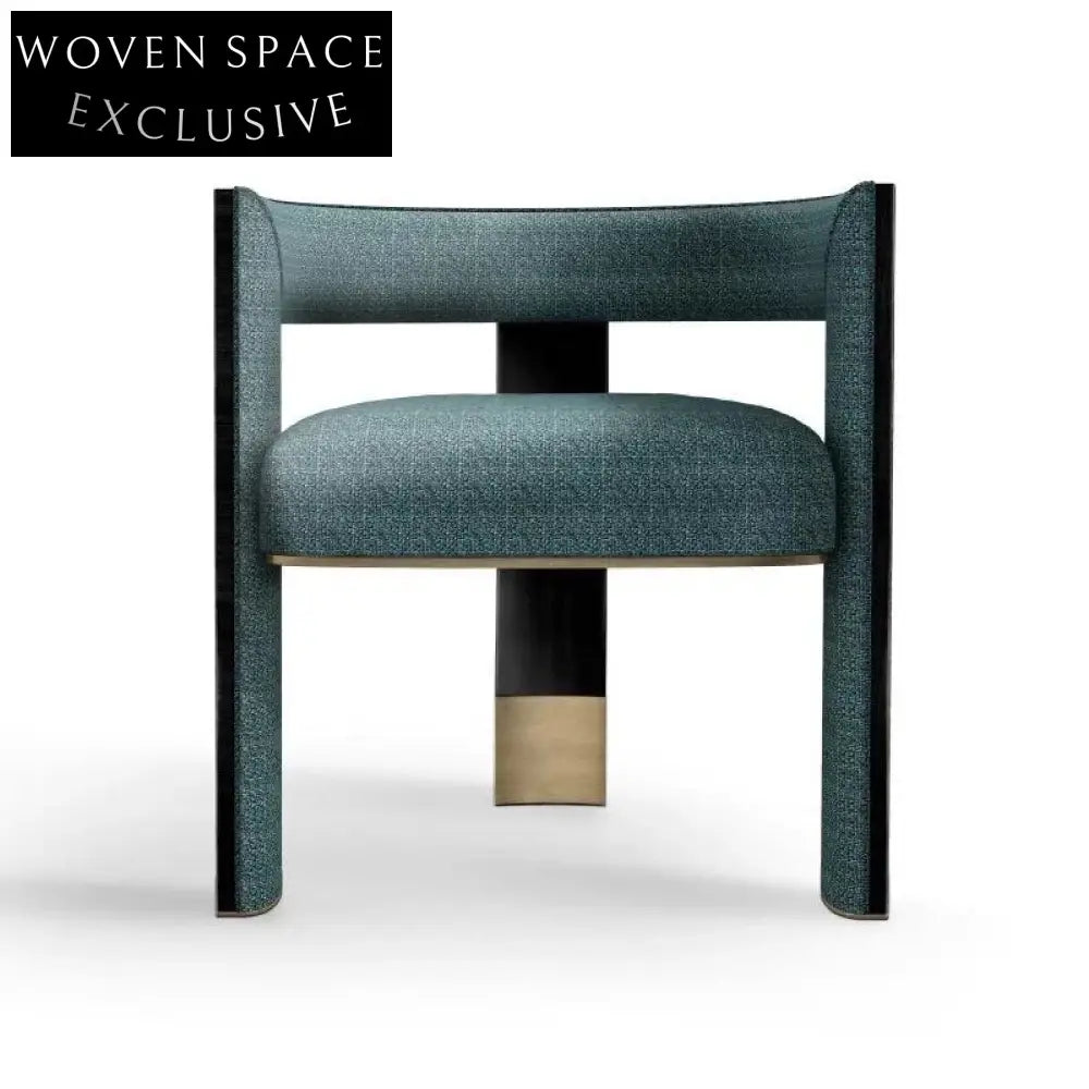 Cozy Retro Fabric Dining Chair with Solid Wood Armrests and Curved Back