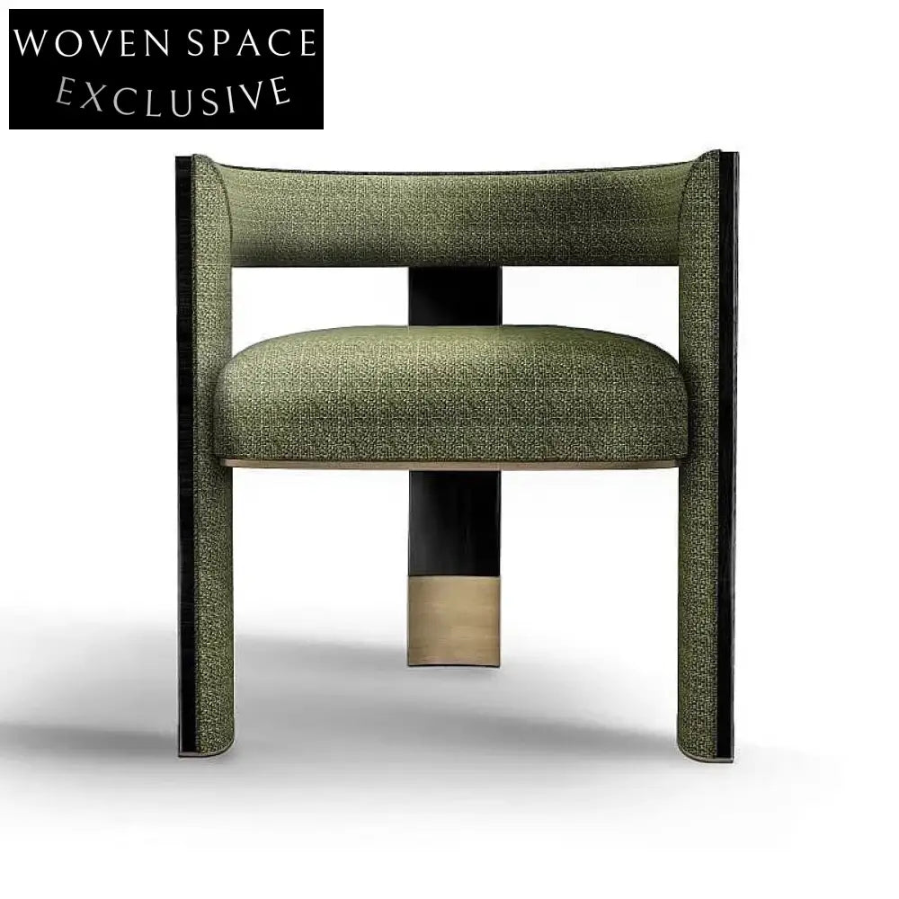 Cozy Retro Fabric Dining Chair with Solid Wood Armrests and Curved Back