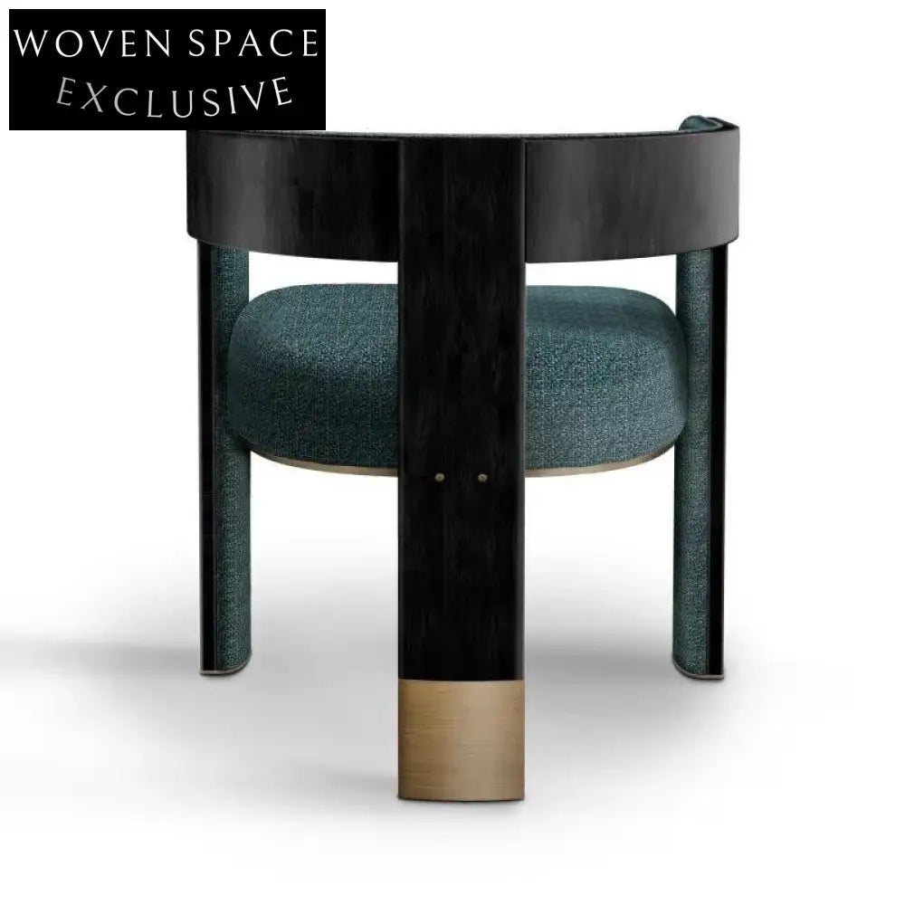 Cozy Retro Fabric Dining Chair with Solid Wood Armrests and Curved Back