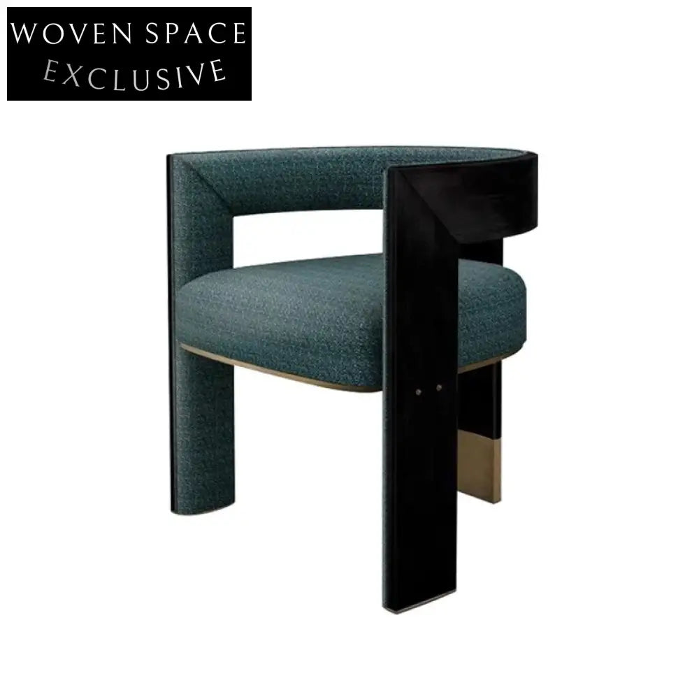 Cozy Retro Fabric Dining Chair with Solid Wood Armrests and Curved Back