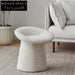 Cozy Teddy Fabric Lamb Wool Round Accent Chair Ottoman for Living Room
