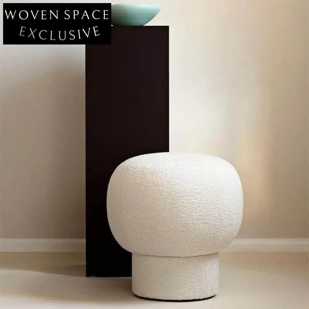 Cozy Teddy Fabric Mushroom Ottoman Round Stool Modern Living Room Footrest