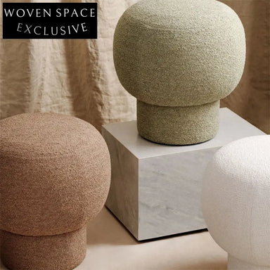 Cozy Teddy Fabric Mushroom Ottoman Round Stool Modern Living Room Footrest