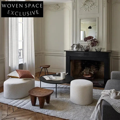 Cozy Teddy Fabric Upholstered Round Ottoman Stool for Modern Living Spaces