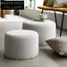 Cozy Teddy Fabric Upholstered Round Ottoman Stool for Modern Living Spaces